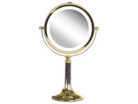 Beliani Kozmetické LED zrkadlo 18 cm zlaté BAIXAS