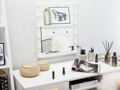 Beliani Kovové LED kozmetické zrkadlo na stenu 50 x 60 cm biele ODENAS