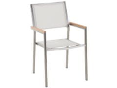 Beliani Záhradná sada pre 6 osôb sklenená doska 180 x 90 cm a biele stoličky GROSSETO