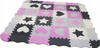 Matadi Penové puzzle sivo-ružové Srdce a hviezdy (28x28)