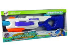 Lean-toys Vodná pištoľ 1000 ml biela a modrá Výsuvné rameno 60 cm Dosah 8 m