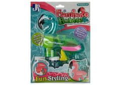 Lean-toys Pištoľ na mydlové bubliny flamingo modrá