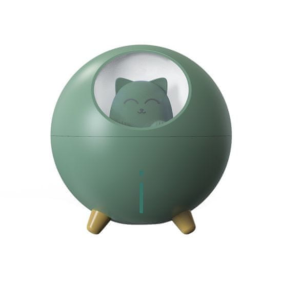 DIFÚ Cat-1 roztomilý zvlhčovač vzduchu s aróma difuzérom Barva: Zelená