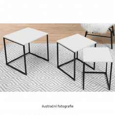KONDELA Set 3 konferenčných stolíkov, biela matná/čierna, KASTLER NEW TYP 3