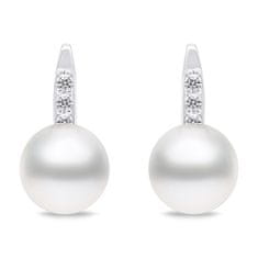 Brilio Silver Pôvabné strieborné náušnice s perlou a zirkónmi EA723W