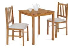 Artium Jedálenský set 1+2, stôl 69 x 69 x75 cm, masíiv kaučukovník, morenie dub landhaus, sivé látkové sedáky JAGUAR OAK