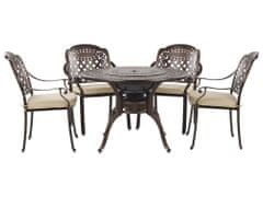 Beliani Záhradný stôl s grilom a 4 hnedými stoličkami MANFRIA