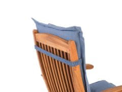 Beliani Sada 2 drevených záhradných stoličiek s modrými vankúšmi MAUI