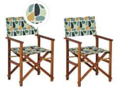 Beliani Sada 2 záhradných stoličiek z tmavého akáciového dreva/farebný vzor CINE