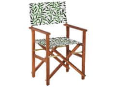 Beliani Sada 2 záhradných stoličiek z tmavého akáciového dreva/vzor listov CINE