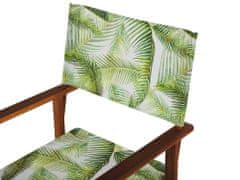 Beliani Sada 2 záhradných stoličiek z tmavého akáciového dreva/tropický motív CINE