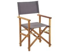 Beliani Sada 2 záhradných stoličiek zo svetlého akáciového dreva sivá/farebný vzor CINE