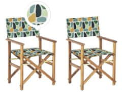 Beliani Sada 2 záhradných stoličiek zo svetlého akáciového dreva škvrnitý vzor CINE
