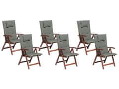 Beliani Sada 6 záhradných stoličiek so šedými vankúšmi TOSCANA