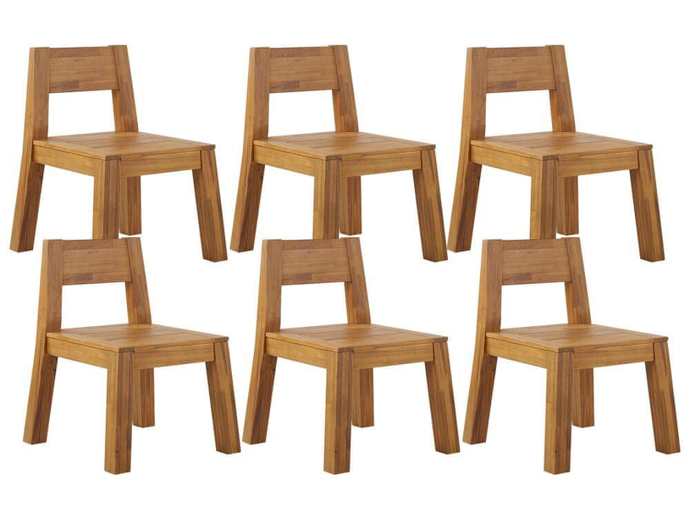Beliani Sada 6 záhradných stoličiek z akáciového dreva LIVORNO
