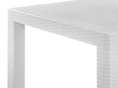 Beliani Záhradný stôl v ratanovom vzhľade 140 x 80 cm biely FOSSANO