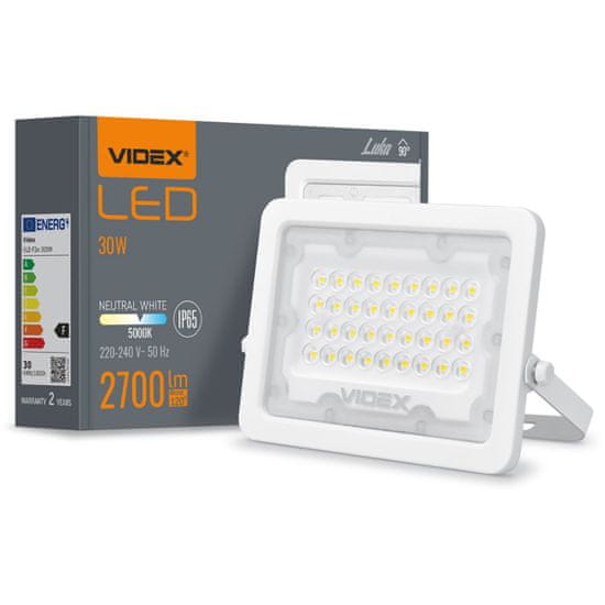 VIDEX Reflektor LED svetlomet 30W 2700lm 5000K IP65 biely LUCA