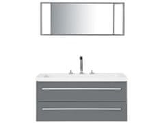 Beliani Šedý nástenný nábytok do kúpeľne so zásuvkou a zrkadlom ALMERIA