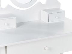 Beliani Toaletný stolík s 3 zásuvkami a oválnym zrkadlom biely ASTRE