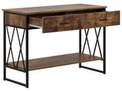 Beliani Konzolový stolík s 2 zásuvkami tmavé drevo/čierna AYDEN