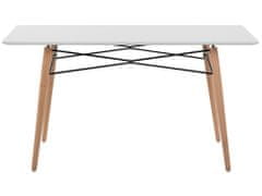 Beliani Jedálenský stôl 140 x 80 cm biela/svetlé drevo BIONDI