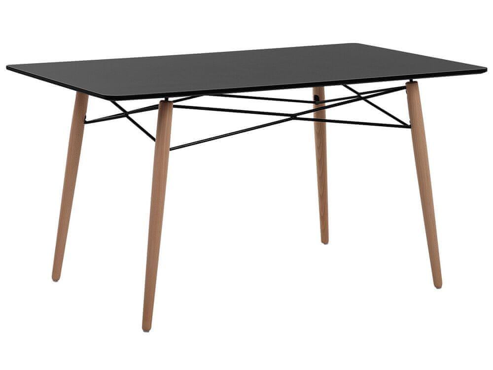 Beliani Jedálenský stôl 140 x 80 cm čierna/svetlé drevo BIONDI