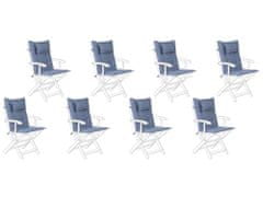 Beliani Sada 8 podušiek na záhradnú stoličku modrá MAUI