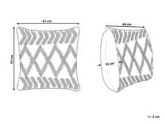 Beliani Bavlnený vankúš s geometrickým vzorom 45 x 45 cm béžový CORYDALIS