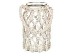 Beliani Dekoratívny sklenený lampáš 28 cm biely JALEBI