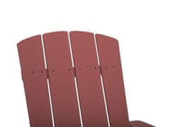 Beliani Záhradná stolička s podnožkou červená ADIRONDACK