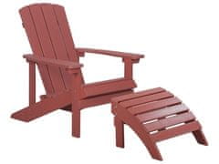 Beliani Záhradná stolička s podnožkou červená ADIRONDACK