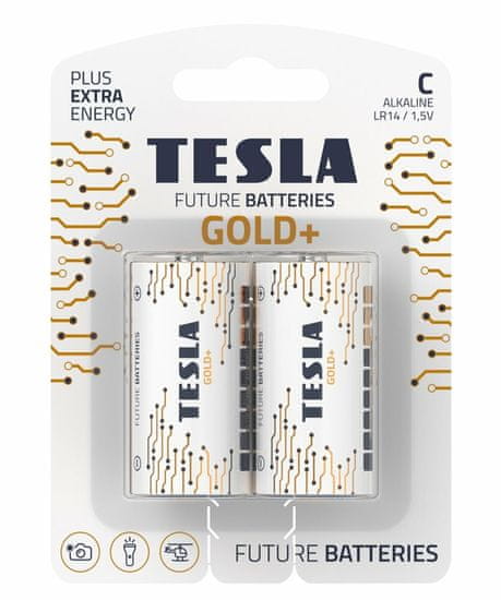 Tesla Batteries C GOLD+ alkalická batéria - malý monočlánok, 2 ks