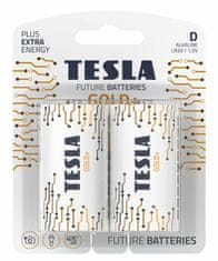 Tesla Batteries D GOLD+ alkalická batéria veľký monočlánok, 2 ks