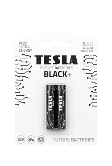 Tesla Batteries AAA BLACK+ alkalické mikrotužkové batérie, 2ks