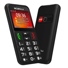 Mobiola MB700 Senior, jednoduchý mobilný telefón pre seniorov, SOS tlačidlo, nabíjací stojan, 2 SIM, čierny