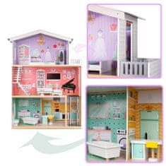 Aga Drevený domček pre bábiky s nábytkom Pastelový