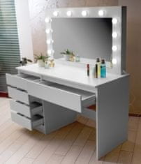 Aga Toaletný stolík so zrkadlom a osvetlením Matný biely