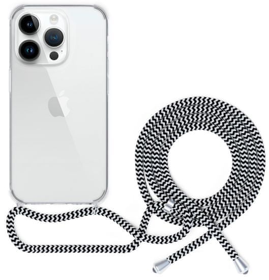 EPICO transparentný kryt so šnúrkou pre iPhone 14 Pro Max - čierno-biela, 69510101000021