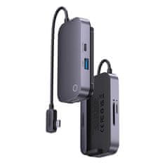 BASEUS Rozbočovač 6v1 Baseus PadJoy Series USB-C na USB 3.0 + HDMI + USB-C PD + 3,5 mm jack + SD/TF (sivý)