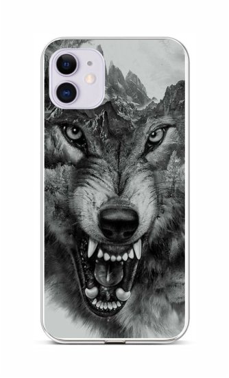 TopQ Kryt iPhone 11 silikón Čiernobiely vlk 58944