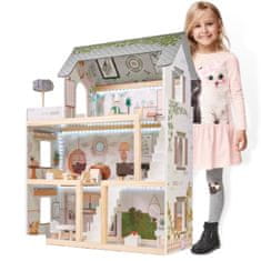 WOWO Drevený domček pre bábiky 78cm s LED