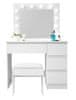Toaletný stolík so zrkadlom a osvetlením + taburet Matný biely