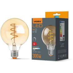 VIDEX Stmievateľná LED žiarovka E27 G95 4W = 28W 300lm 2200K Teplá biela 360°