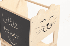 MXM Detská učiaca veža 3v1 s kresliacou tabuľou rozložiteľná na stolček so stoličkou - Mačička, Prírodná