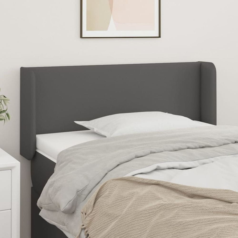 Vidaxl Čelo postele so záhybmi sivé 83x16x78/88 cm umelá koža