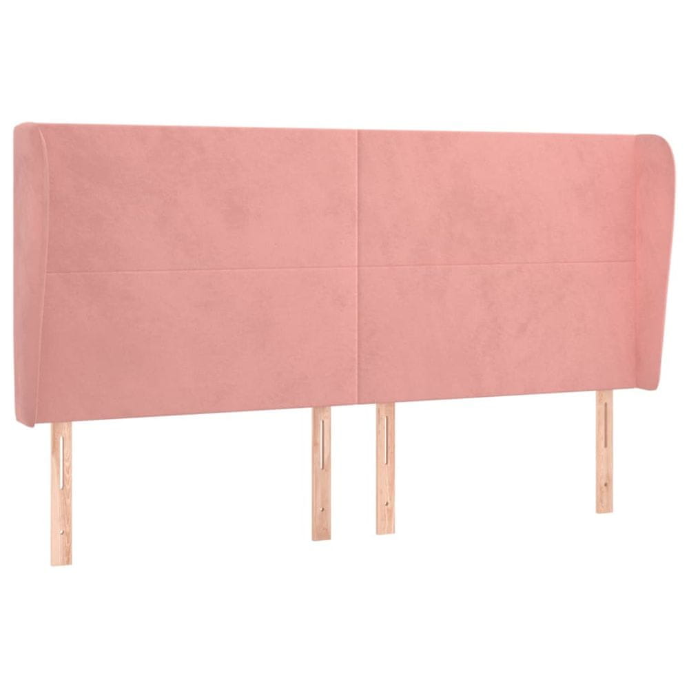 Vidaxl Čelo postele so záhybmi ružový 183x23x118/128 cm zamat