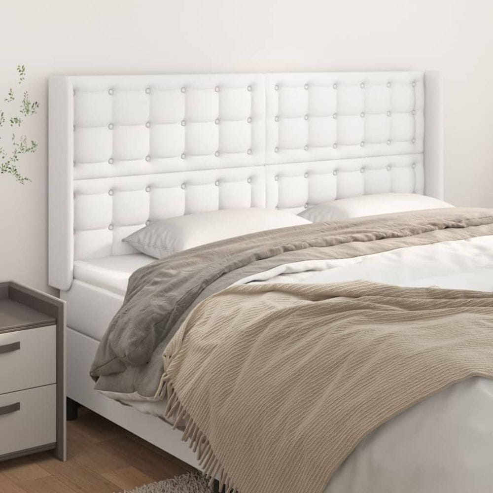 Vidaxl Čelo postele so záhybmi biely 183x16x118/128 cm umelá koža