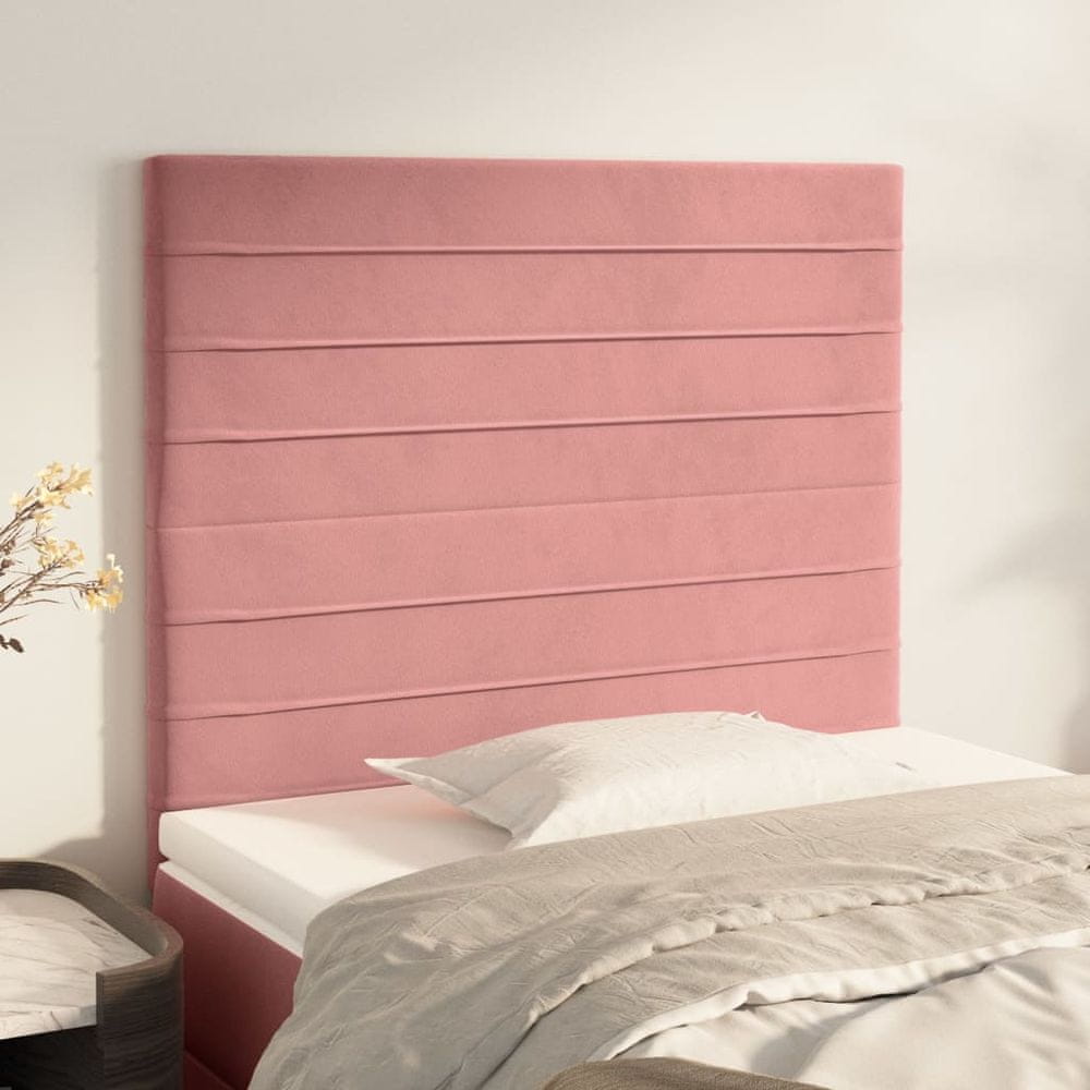 Vidaxl Čelá postele 2 ks ružové 100x5x78/88 cm zamat