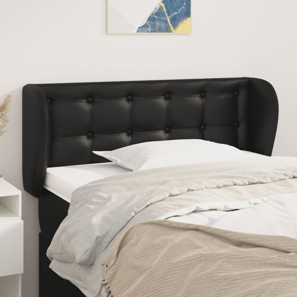 Vidaxl Čelo postele so záhybmi čierne 93x23x78/88 cm umelá koža