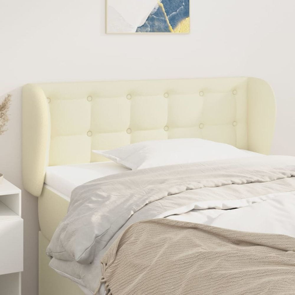 Vidaxl Čelo postele so záhybmi krémový 103x23x78/88 cm umelá koža